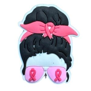 Breast Cancer Pink Ribbon Croc Charm